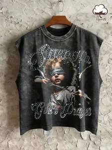 Men's Solid Color Cropped Vest, Loose Casual Comfy Sleeveless Crop Top for Summer, Fashion Men's Clothes for Daily Wear, Gamis