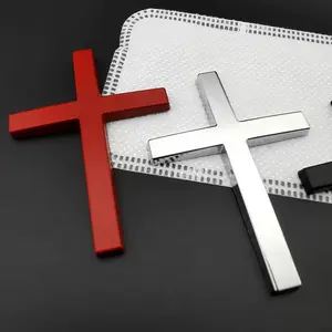 Christian Cross Car Decal - Trendy Modification Sticker, Metal Cross Emblem: Durable Zinc Alloy Material, Universal Decoration for Cars & Motorcycles (Multi-Color Options, 1/2 Packs)