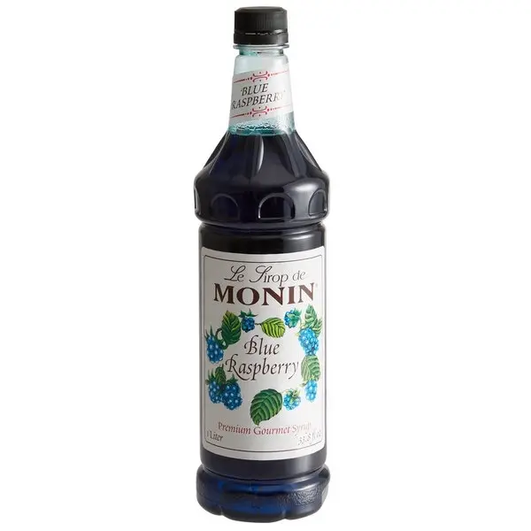 Monin Blue Raspberry Fruit Flavored Syrup, 1L Premium Gourmet Drink Flavoring Syrup, Gluten-Free Vegetarian Beverage Enhancer for Restaurants