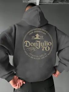 Men's Graphic Tequila Print Loose Sweatshirt, Casual Fashion Street Soft Comfy Knit Long Sleeve Pullover for Daily Wear, Men's Top for All Seasons