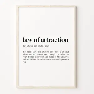 Law Of Attraction Definition Print, Dictionary Poster, Quote Wall Art, Gift For Husband, Girfriend Gift, Boyfriend Gift Poster Prints No Framed, Gifts For Friend Lovers, Wall Art Decor, Wall Art Home Decor, Wall Posters