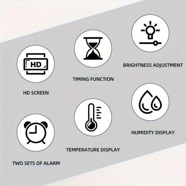 Large LED Alarm Clock with Temperature & Humidity Display – Digital Clock with Timer, Week Display, Bright Adjustable Screen for Bedroom Living Room Office