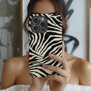 POPPY Zebra Print Protective Phone Case | Trendy Tropical Girl Premium Film 2 in 1 Phone Case - Durable, Shock Absorbing and Stylish Protection - Compatible with iPhone 16, 15, 14, 13, 12, 11, Plus, Pro, Pro Max, Perfect birthday gift for friends.