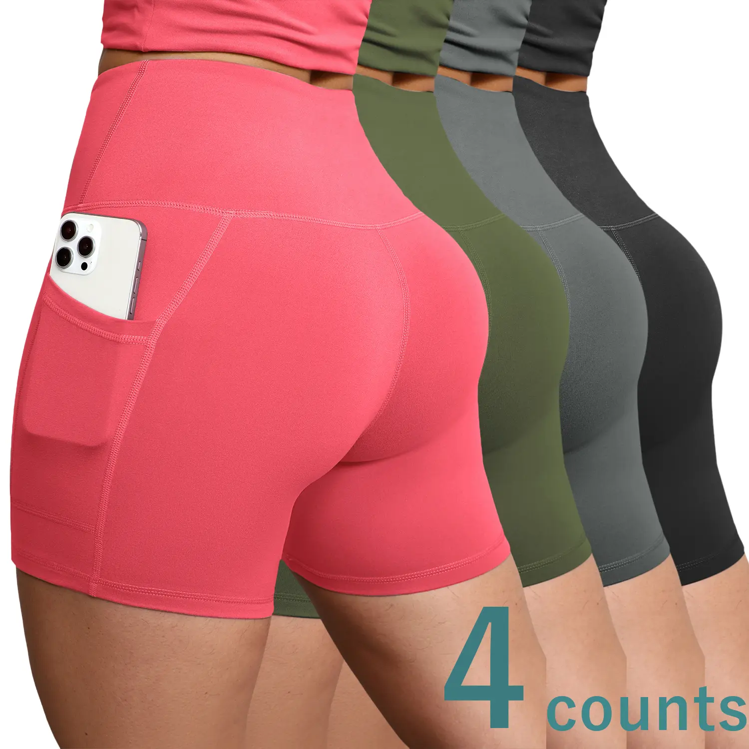 Black + Dark Gray + Army Green + Watermelon Red