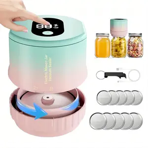 Electric Mason Jar Vacuum Sealer, USB Rechargeable Automatic Stop Vacuum Sealer with 10 Lids, Food Storage Sealing Tool for Mason Jar, Vacuum Sealing Machine