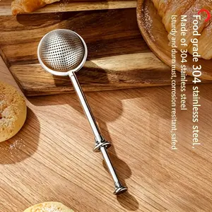 Long handled stainless steel tea pot filter, reusable tea filter ball, used for loose leaf tea flavoring and seasoning