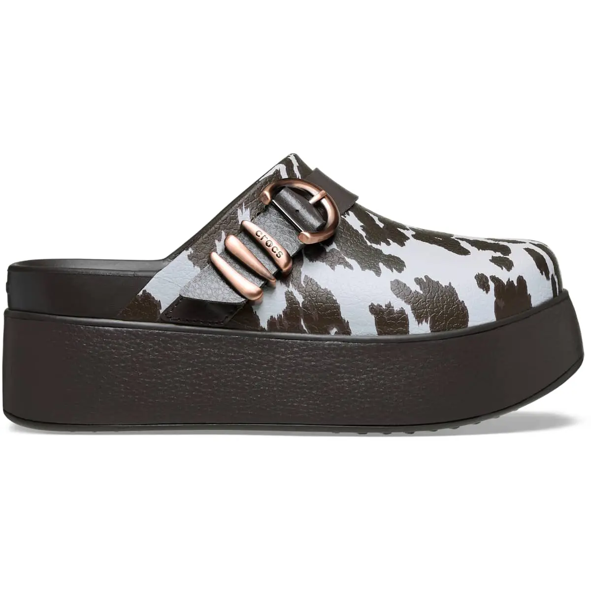 Crocs Women's Dylan Animal Platform Clogs with Metallic Buckle Crocs Women's Dylan Animal Platform Clogs with Metallic Buckle