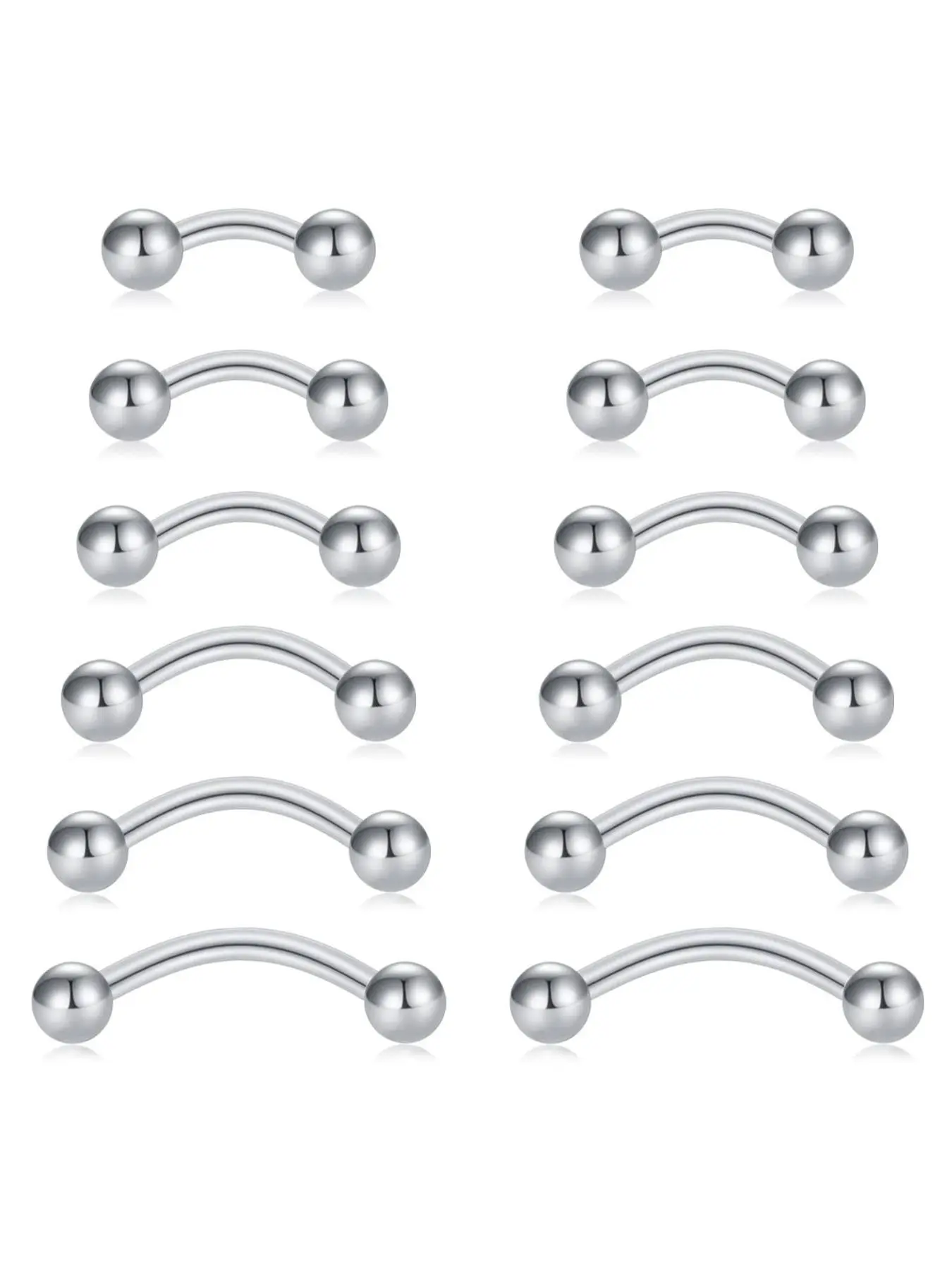 12pcs/set Unisex Stainless Steel Eyebrow Studs, Body Piercing Jewelry for Women and Men, Fashionable Body Jewelry for Party, Daily Clothing Decor, Vintage Body Jewelry, Chic Body Jewelry