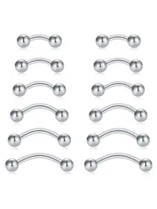 12pcs/set Unisex Stainless Steel Eyebrow Studs, Body Piercing Jewelry for Women and Men, Fashionable Body Jewelry for Party, Daily Clothing Decor, Vintage Body Jewelry, Chic Body Jewelry