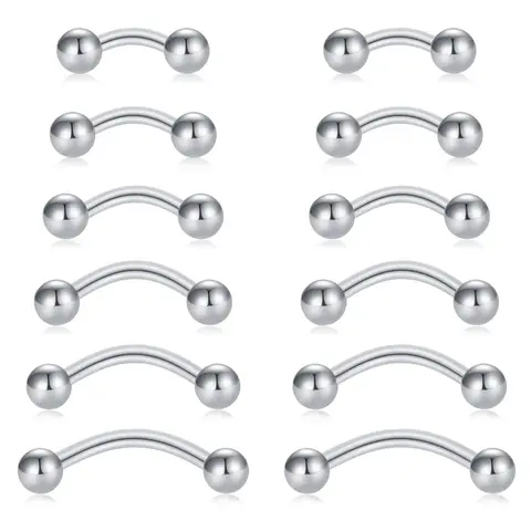 12pcs/set Unisex Stainless Steel Eyebrow Studs, Body Piercing Jewelry for Women and Men, Fashionable Body Jewelry for Party, Daily Clothing Decor, Vintage Body Jewelry, Piercings Jewelry
