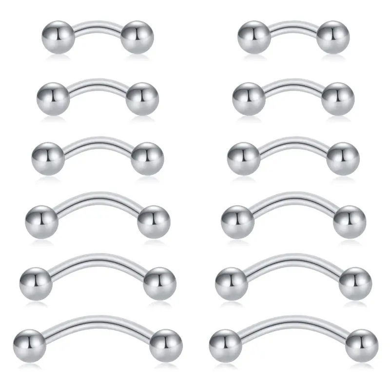12pcs/set Unisex Stainless Steel Eyebrow Studs, Body Piercing Jewelry for Women and Men, Fashionable Body Jewelry for Party, Daily Clothing Decor, Vintage Body Jewelry, Piercings Jewelry