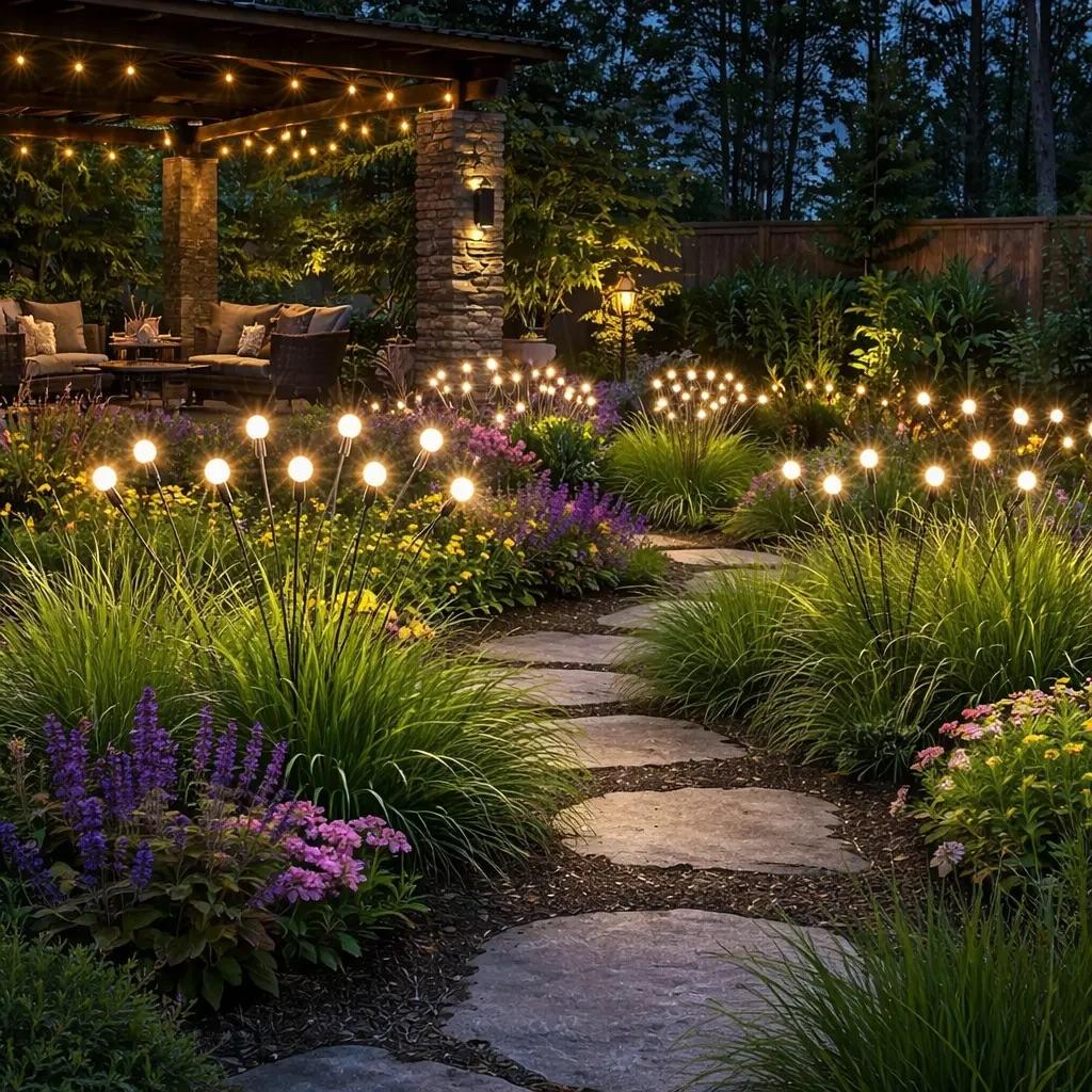 Outdoor Solar Firefly Lights, 4/8 Pack Waterproof Garden Stake Lights with Auto Dusk-to-Dawn Glow, 32/64 LED Bulbs for Yard, Patio, Pathway, Walkway & Landscape Decor Outdoor Solar Firefly Lights, 4/8 Pack Waterproof Garden Stake Lights with Auto Dusk-to-Dawn Glow, 32/64 LED Bulbs for Yard, Patio, Pathway, Walkway & Landscape Decor