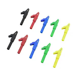 Multimeter Alligator Clips 10PCS Insulated Safety Crocodile Clips with 4mm Banana Female Jack Socket 300V 15A Red&Black for Electrical Testing