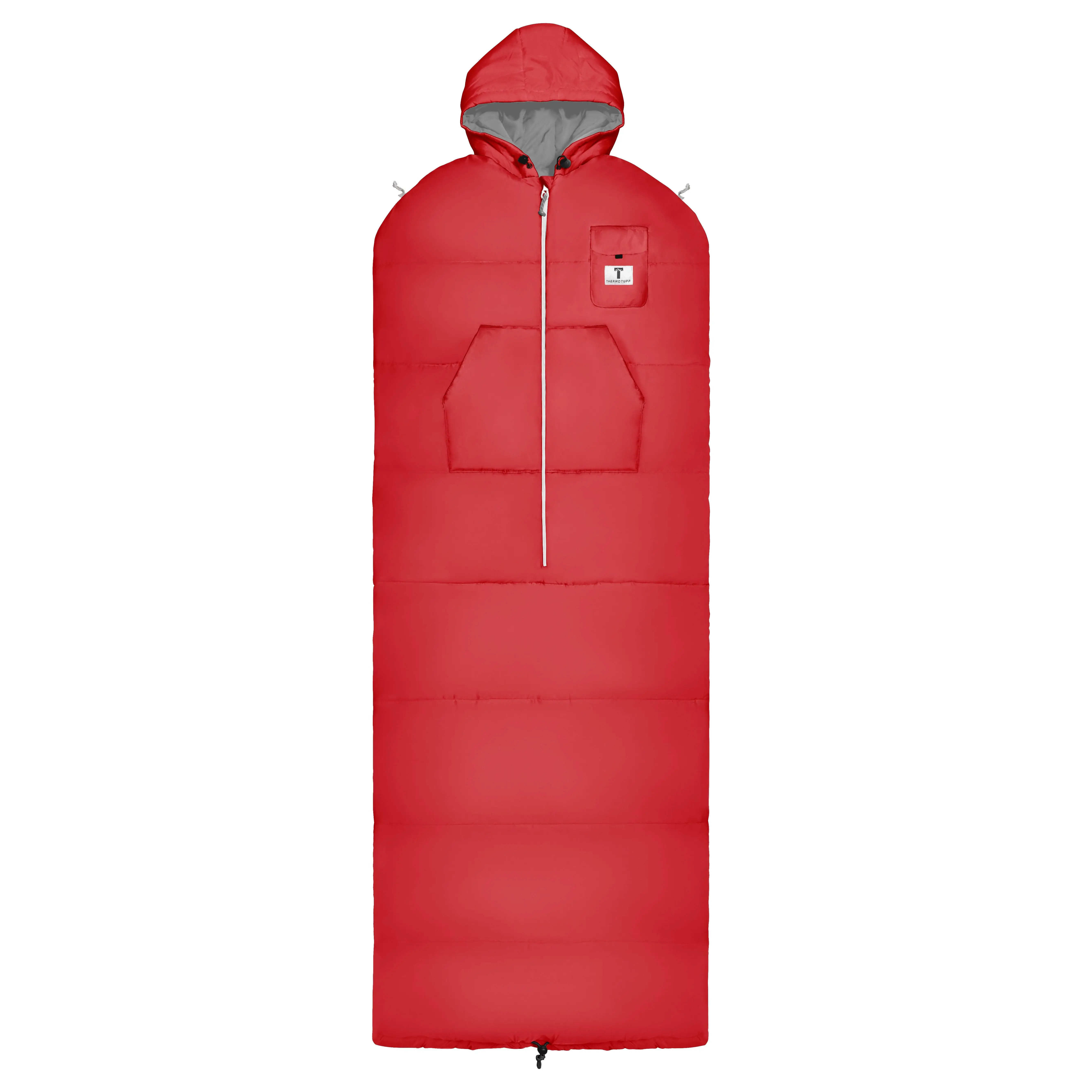 Red Wearable Sleeping Bag - Comfortable Design for All-Weather Use, Ideal for Travel and Outdoor Activities