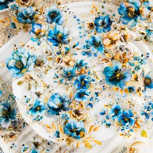 120 Sheets (6 Packs) Large Flower Pet Art Stickers, Aesthetic Floral Scrapbook Decor, Vintage Embossed Plant Design DIY Diary PVC Stickers