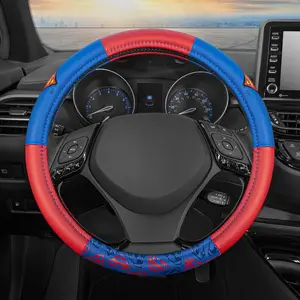 DC Comics Superheroes Car Steering Wheel Cover - Universal Fit 14.5"-15.5" Inches, Comfortable Non Slip Ergonomic Batman Superman Wonder Woman Justice League Warner Bros