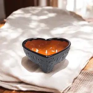 Handmade & Hand Painted Black Molcajete Heart