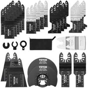 fathersdaygift VEVOR 30PCS Multi Tool Blades Kits, Universal Quick Release Oscillating Saw Blades, 8 Types Wood Metal Plastic Oscillating Tool Blades, Fit Dewalt Bosch Milwaukee Hitachi Chicago Craftsman