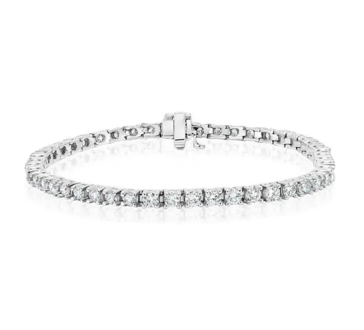 Lab Grown Diamond Tennis Bracelet, 14K Solid Gold Handmade Jewelry, Round Stones, Wedding Bridal Gift for her, Anniversary Gift Fine Jewelry