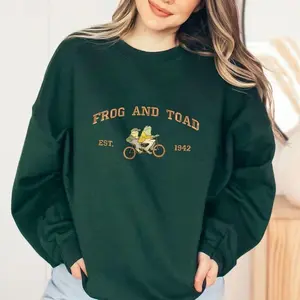 Embroidered Frog And Toad Crewneck Sweatshirt, Vintage Classic Book Sweatshirt, Cottagecore Aesthetic, Frog And Toad Sweatshirt