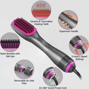 3 in 1 Hair Dryer Brush, Professional Hair Beauty Tool, Handheld Hot Air Brush, Electric Straightener, Hair Styling Tool for Women & Girls, Gift for Christmas, Fall, Winter Gift, Gift
