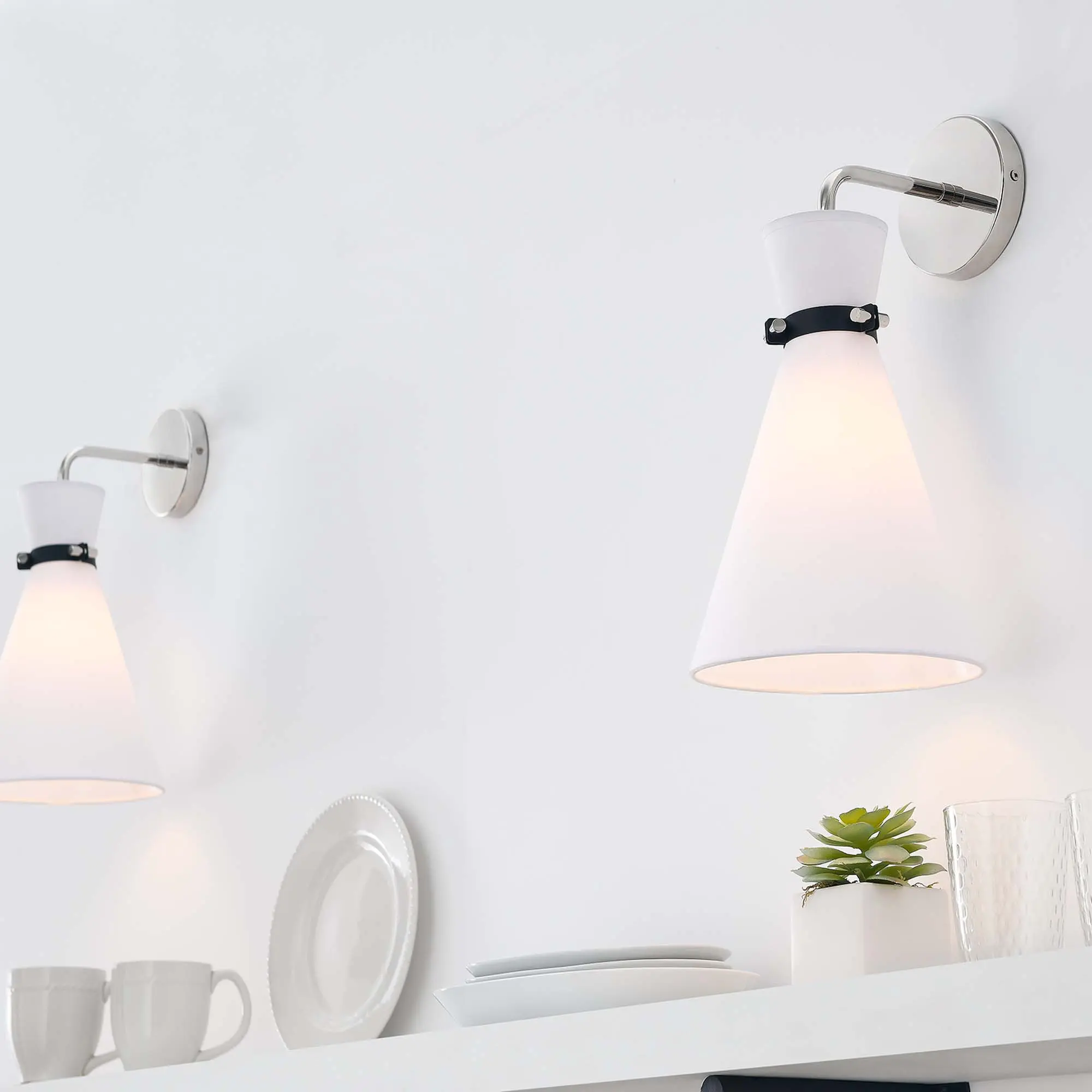 Modway Starlight 1-Light Wall Sconce in White Polished Nickel
