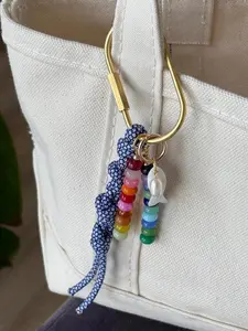 Bag Charm Keychains with Glass + Ceramic Beads, Gold Fixtures, and Paracord Accent | Handmade and Customizable | Perfect for Purse Gifts