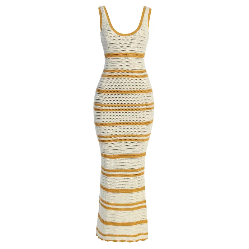 Ivory/Yellow Destiny Knit Maxi Dress