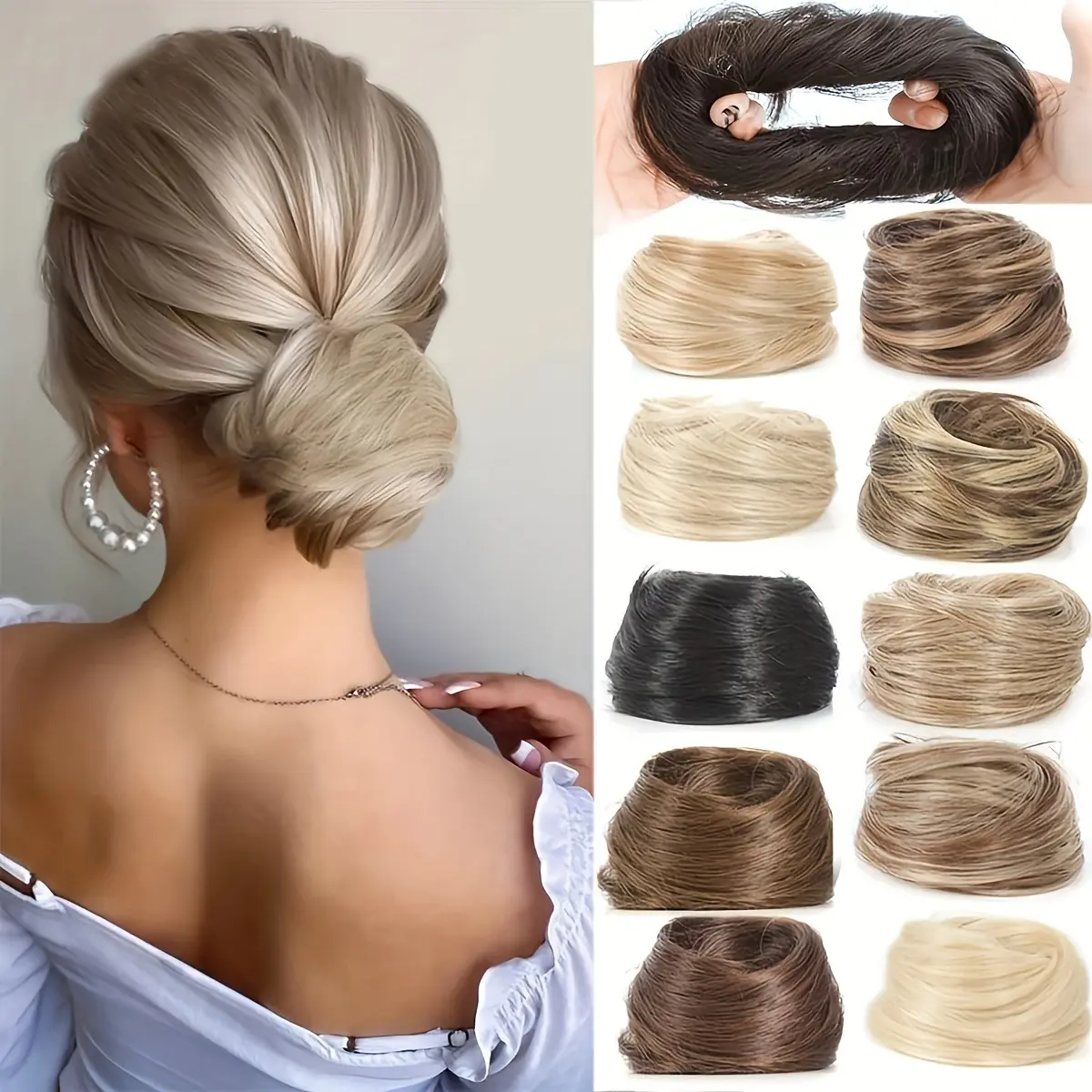 1pc Messy Hair Bun Hair Scrunchies Extension Straight Messy Synthetic Chignon for Women
