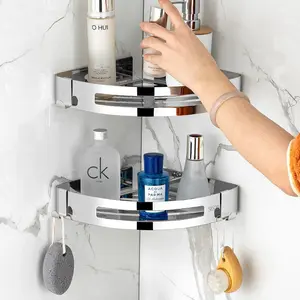 2 Pcs Stainless Steel Shower Organizer , Bathroom Corner Shelf Shower Caddy,Stainless Steel Bathroom Triangle Shelf, Corner Storage Rack, Ideal For Organizing Small Items In The Bathroom And Washroom
