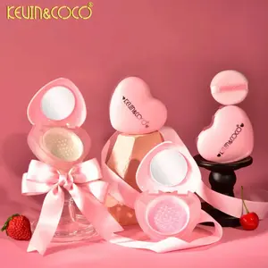 Kevin & Coco Heart Highlighter Set - Shimmer Glow Powder Highlight Palette with Pink Bow and Mirror
