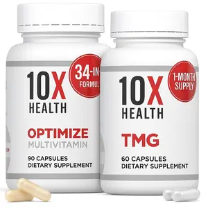 10X Health Daily Wellness Bundle – TMG + Optimize Multivitamin for Heart, Energy & Detox Support – Non-GMO – 90 Ct/60 Ct