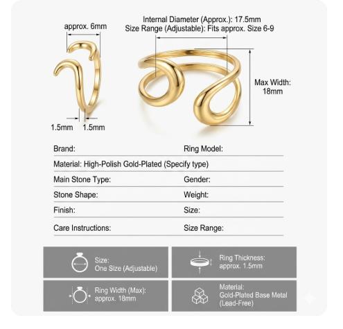 Geometric Hollow Ring & Bracelet Set for Women, Modern Style Jewelry Duo