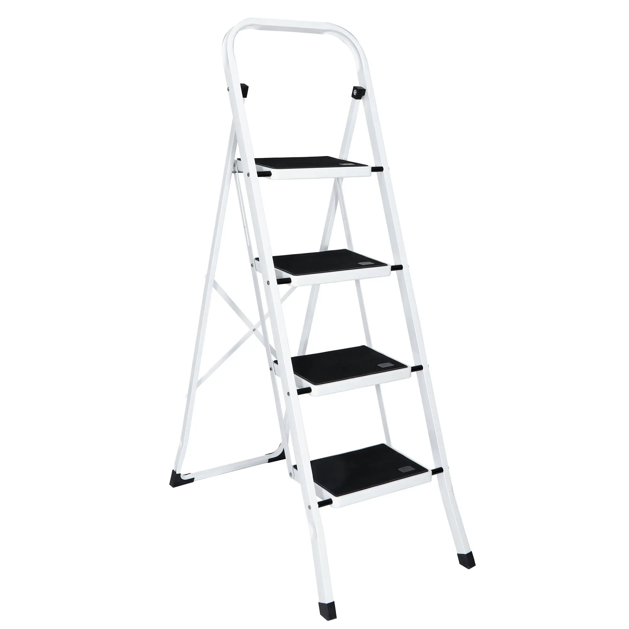SuperDeal 4-Step Ladder, Portable Collapsible & Lightweight Foldable Ladder with Anti-Slip Handgrip, Wide Platform Steps, 330 lbs Capacity for Home, Kitchen Use, Portable Collapsible Ladder