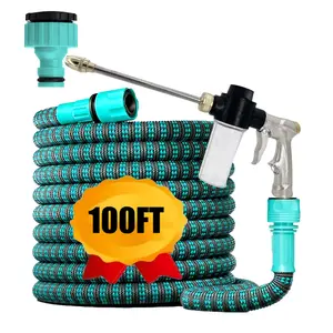 Expandable Durable Garden Hose Flexible Car Wash Hose Water Gun Spray Nozzle Gardening Irrigation Tool, 25ft/50ft/75ft/100ft Options