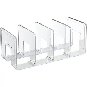 PrimPick Acrylic File Sorter, Clear File Holder Acrylic Desk Organizer, Sturdy Desktop Files Organizer Files Folder Holder Rack for Envelopes Mail Letter Paper Notebook Electronics, Document Organizer, Paper Organizers