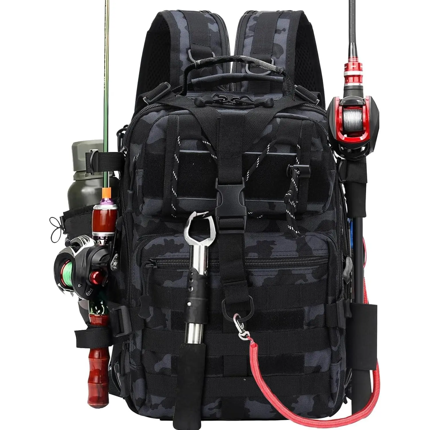 Fishing Tackle Backpack, Military Tactical Backpack Tactical Sling Backpack Bag Fishing Tackle Storage Bag Fish Gear Bag Molle Assault Pack Tactical Hiking Rucksack (Blue)