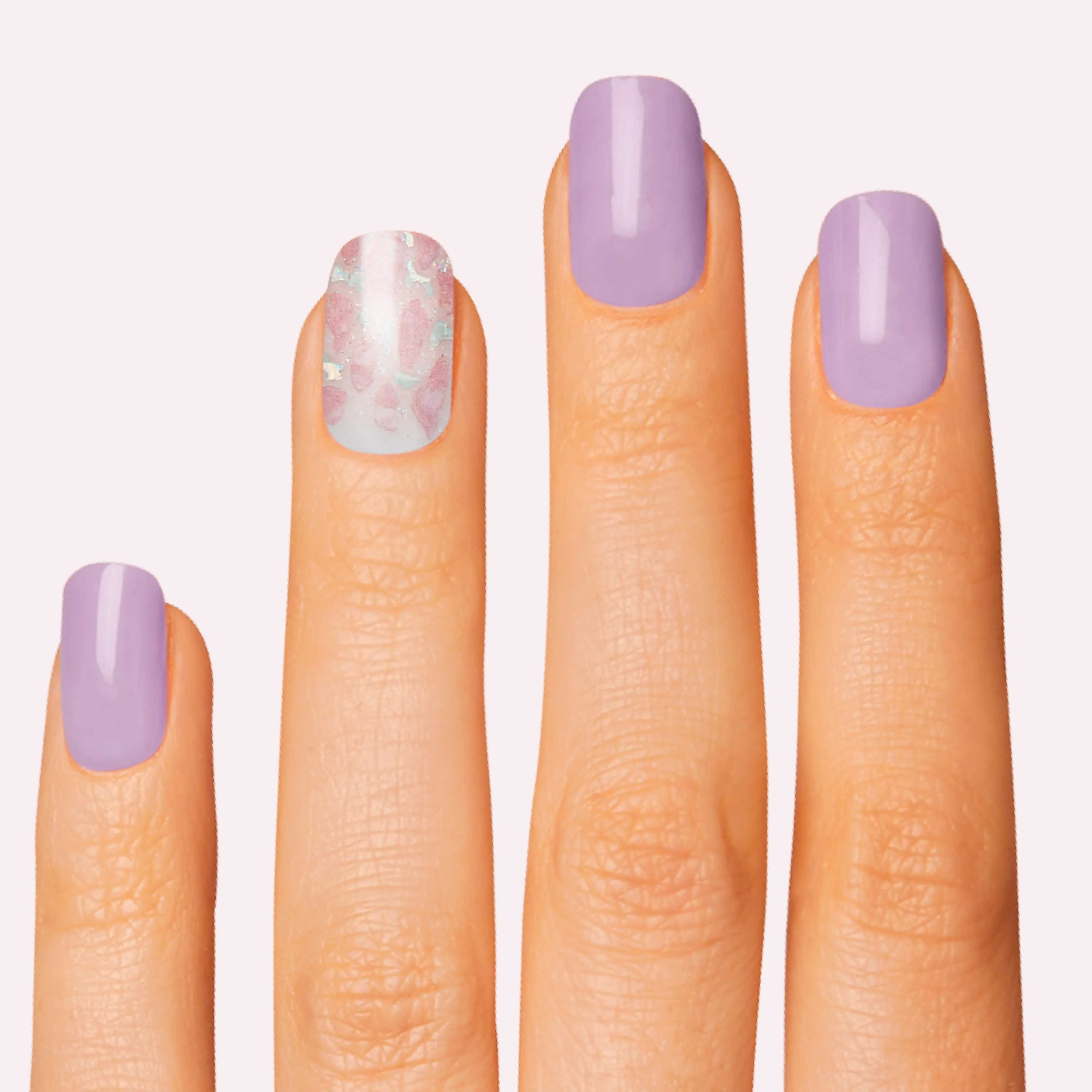 DASHING DIVA Oh My Orchid Gel Nail Polish Strips - Soft Purple with Mosaic Accents & Bronze Glitter