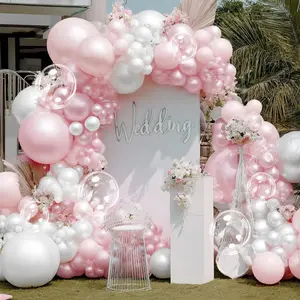 White  Arch  Stuffed Pastel Light  White Cream  Garland Kit with Bobo s for Birthday Women Mother's Day Wedding Bridal  Shower Bachelorette Party Decor