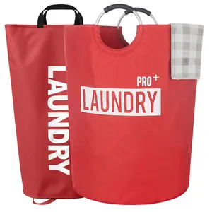 PRO+150L or 95L large laundry basket, foldable waterproof basket, with foam protective aluminum handle or woven bracelet, two sizes and styles are available, suitable for families, dormitories and families