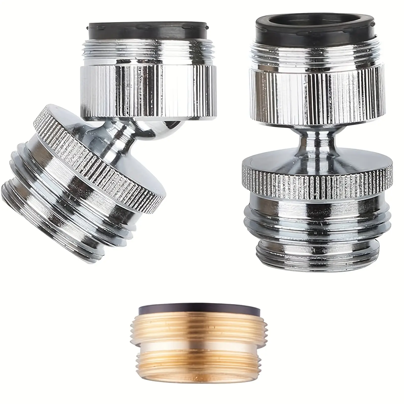 summerwins Universal Faucet to Hose Adapter Kit - 3/4 in Swivel Aerator Connector, Chrome Finish, Multi-Thread, Durable Brass Construction, Quick Connect Water Tap Adapter for Kitchen Sink Garden Hose, Water Connection Plumbing Accessory Tool
