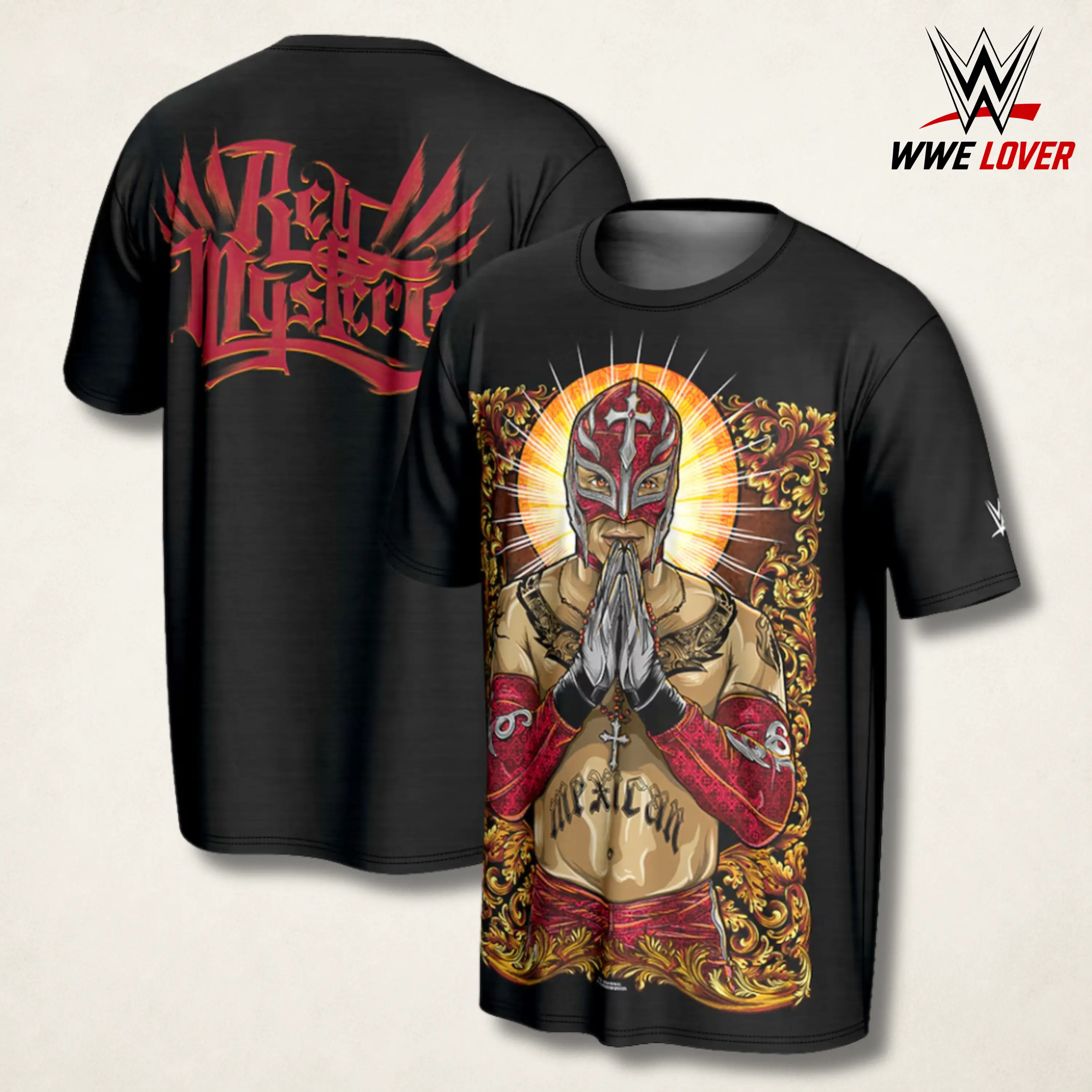 WWE Rey Mysterio Portrait T-Shirt, Vintage Graphic Champion Tee – Y2K Premium Cotton Top Trendy Streetwear Unisex Wrestling Gift for Fans Made in USA