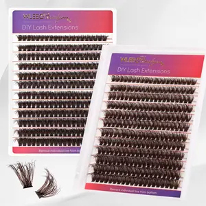 Wleec Beauty Lash Extension 240PCS 40D (8-16mm) and Voluminous 60D (10-18mm) Brown Lashes 0.07 Thickness for Makeup and Eyelashes