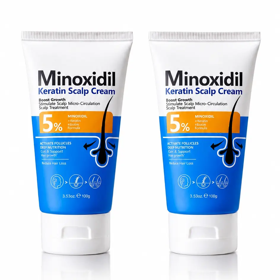 [BUY 1 GET 1 FREE] 5% Minoxidil Hair Growth Cream with Keratin, Nourishing Scalp Massage Essence, Easy Absorption Refreshing Hair Care for All Hair Types