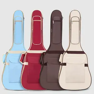 2 Handles 4 Pockets Acoustic Guitar Bag with 10.5mm Padded Gig Bag 600D Oxford Bag with Comfortable Adjustable Strap
