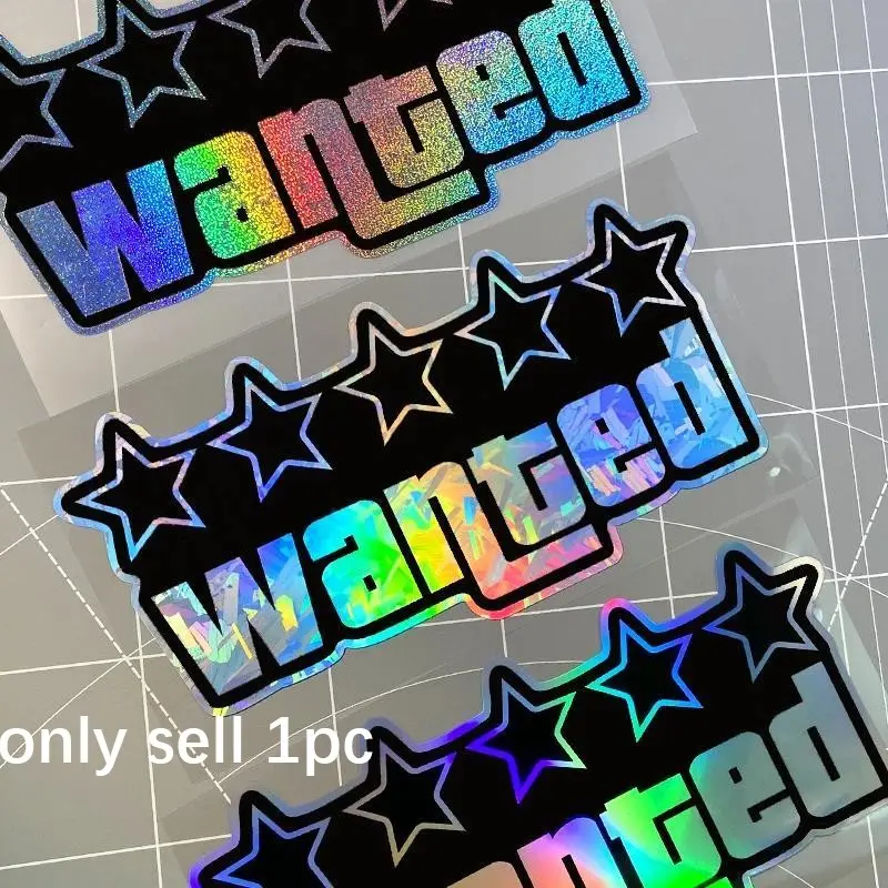 1PC Pentagram Wanted Car Decorative Sticker, Waterproof Vinyl Decal, Vehicle Exterior Decoration, Automotive Decoration, Suitable for Auto Windows, Car Body, Motorcycles, Metal and Glass Surfaces, Multipurpose Car Decal