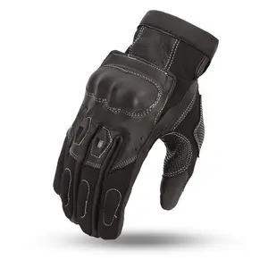Extreme Men's Motorcycle Leather Gloves with Hard Knuckles Directional Ventilation Padding for Comfort Grip Textile Aniline Leather Race Ready