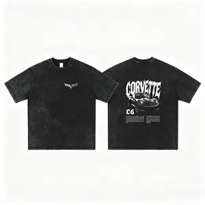Vintage Washed Corvette C6 Graphic T-Shirt, Washed Racing Car Tee, 100% Cotton Crewneck, Classic Sports Car Merch for Men & Boys, Trendy Retro Unisex Top yell yard clothing