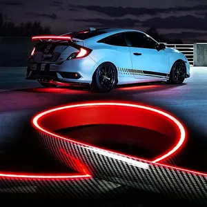 Carbon Fiber Light Up Car Spoiler Universal Exterior Rear Roof Spoiler Tail Wing Splitter with LED Strip Lights for Enhanced Visibility and Safety, Reduces Risk of Accidents.Carbon Fiber LED Light-Up Car Spoiler Carbon Fiber LED Car Tail Light
