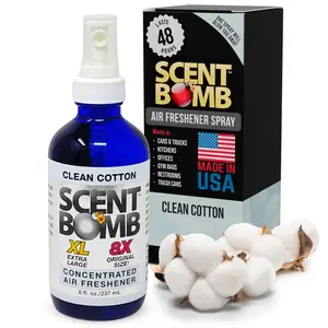 Scent Bomb Clean Cotton Scent Air Freshener Spray, Long-Lasting Odor Eliminator for Home & Car, Effective Deodorizer Spray for Kitchen, Bathroom, Fresh Room Spray & Smell Neutralizer